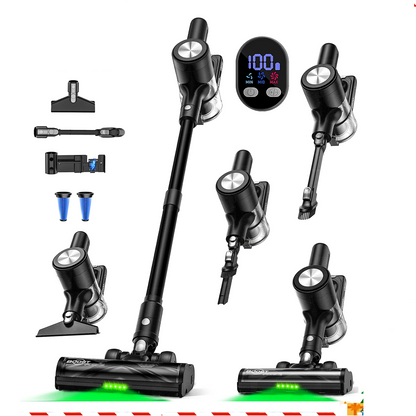 55Kpa Cordless Stick Vacuum Cleaner 55min Runtime Anti-Tangle Brush