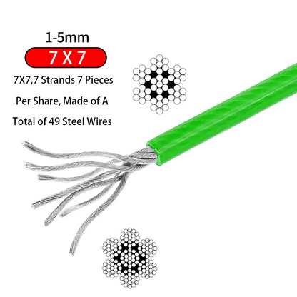 Durable PVC Coated Wire Rope 50m 5mm
