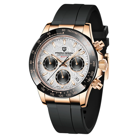 Chronograph Watch Gold White Dial with Sapphire Glass