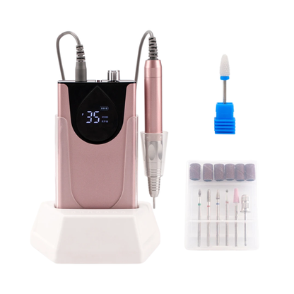 Rose Gold Rechargeable Nail Drill with Desktop Base