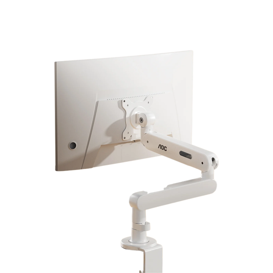 Ergonomic White Monitor Arm Adjustable Desktop Holder