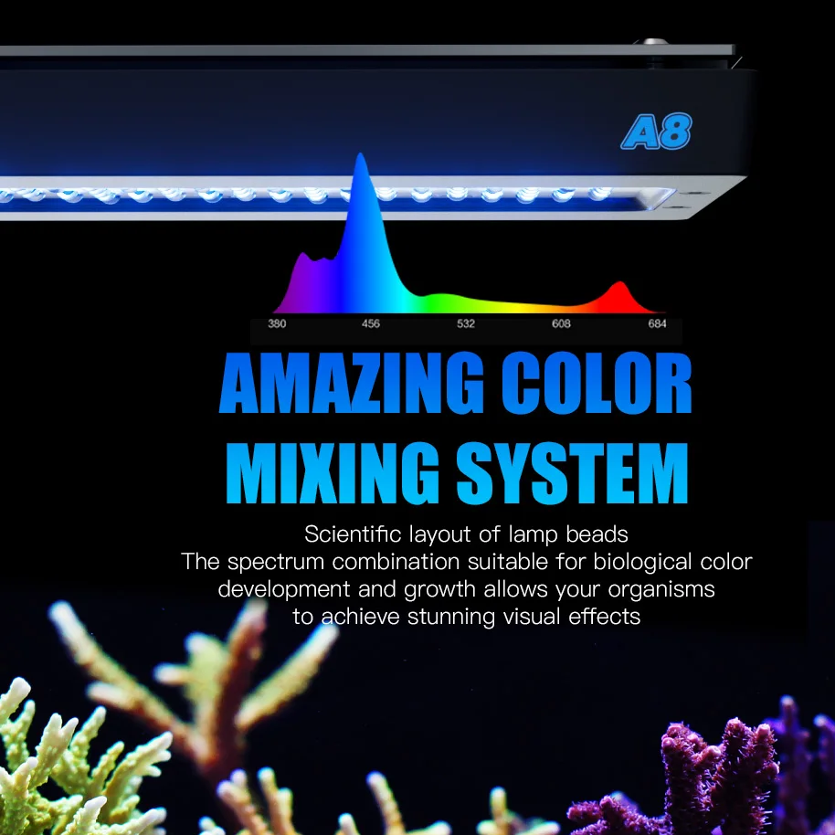 A8se II Max LED Reef Light Aquarium with Bracket