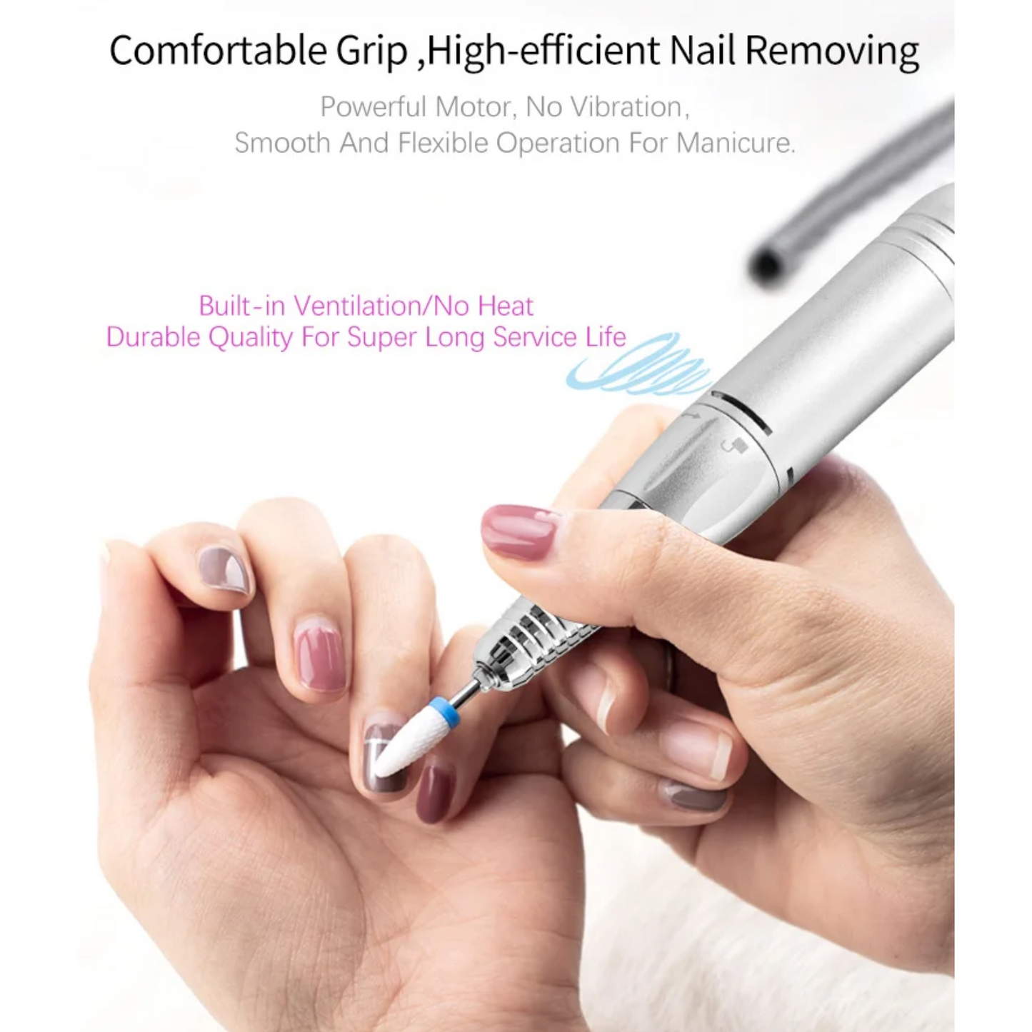 Mermaid Nail Drill 35000RPM Rechargeable Cordless Manicure Machine