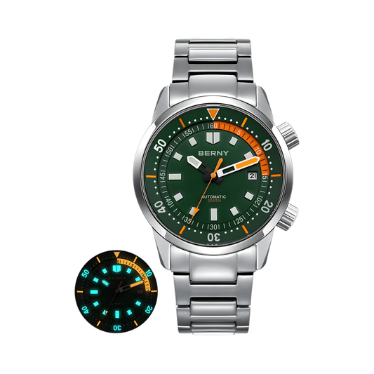 Men’s Stainless Steel Diver Watch 42mm Green Dial