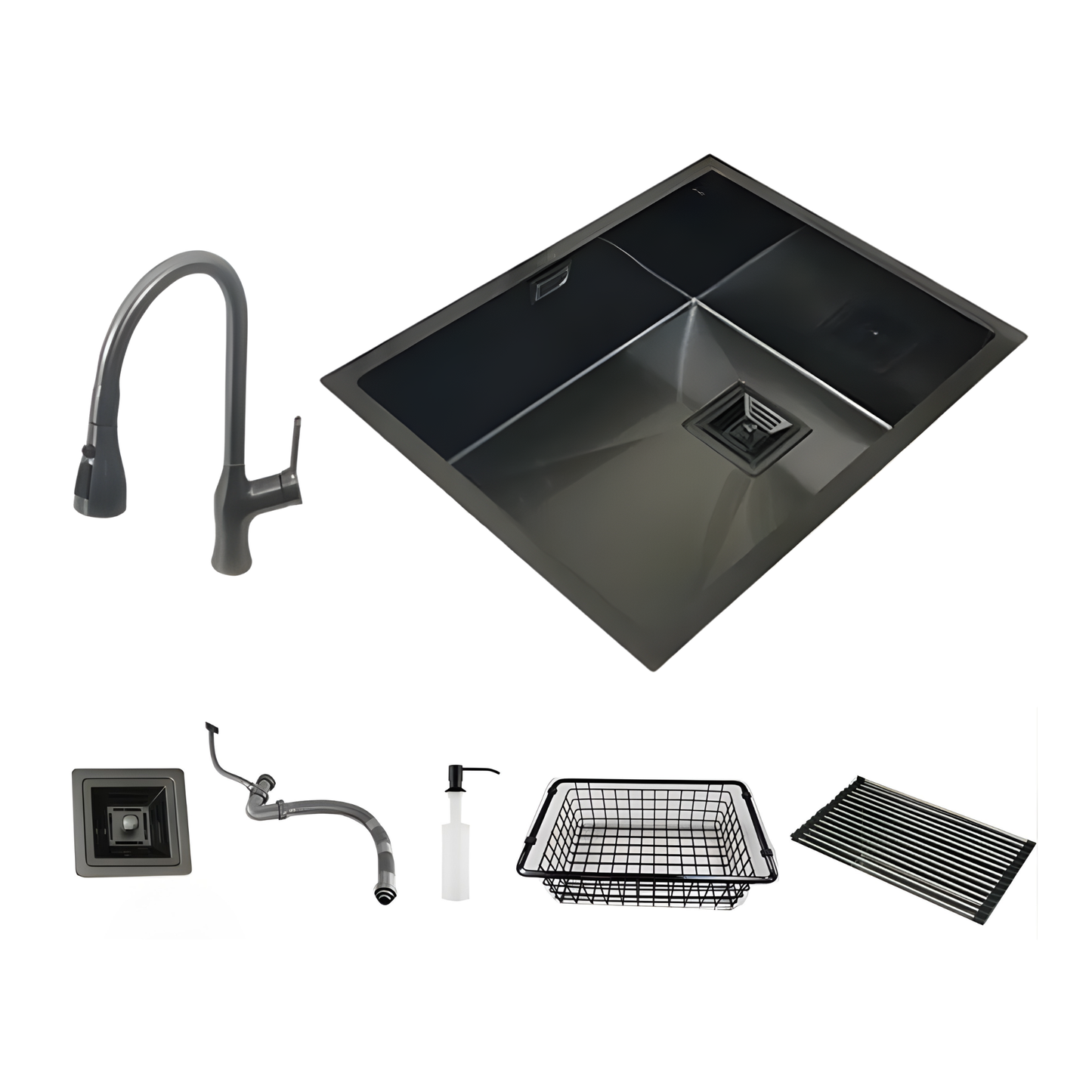 55x40 Modern Black Kitchen Sink 304 Stainless