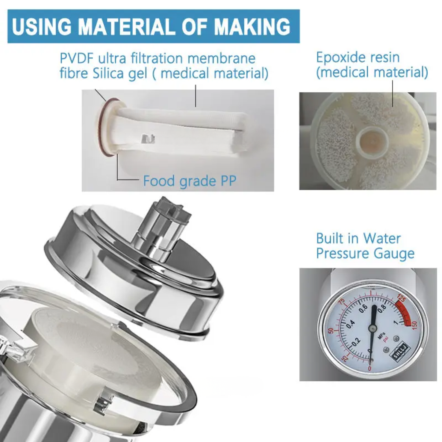 Whole House 6000L/H Ultrafiltration Filter with Pressure Gauge