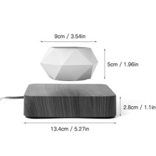 Magnetic Floating Bonsai Pot White Rotating Desk Planter
