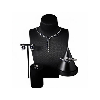 Luxury Blue Cubic Zirconia Necklace Set 40 cm Elegant Gift