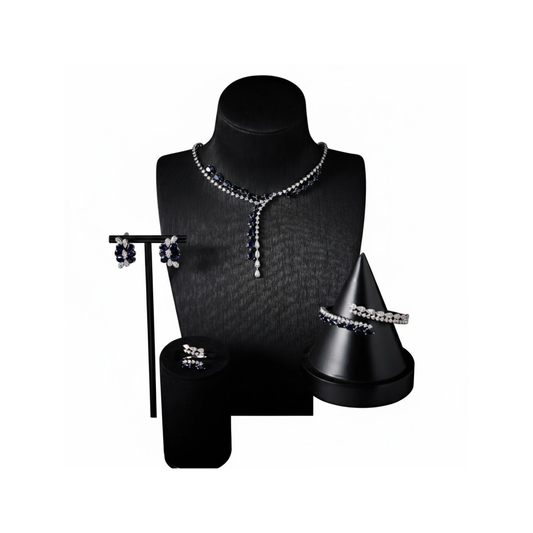 Luxury Blue Cubic Zirconia Necklace Set 40 cm Elegant Gift