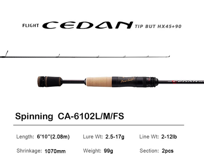 Lightweight 36T Carbon Spinning Rod for Bass Fishing
