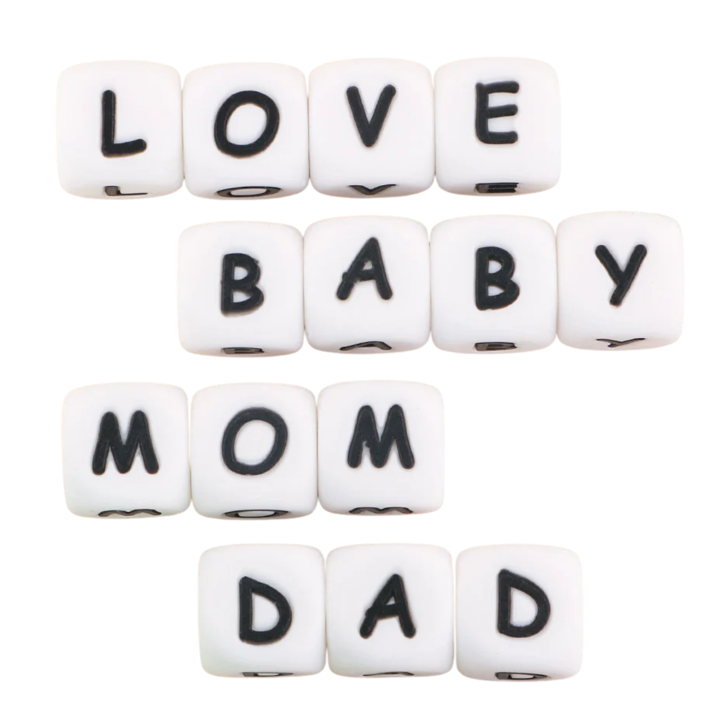 10mm Letter Silicone Beads Bulk Pack Bracelet Necklace DIY