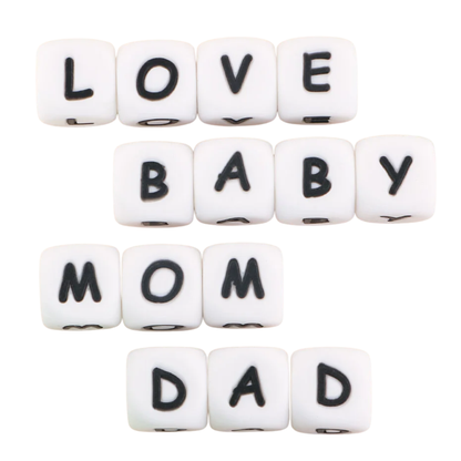 10mm Letter Silicone Beads Bulk Pack Bracelet Necklace DIY