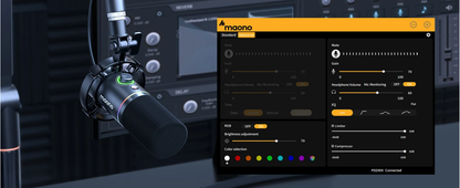 Pro USB Podcast Microphone with Tap to Mute Black
