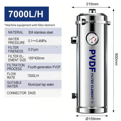 7000L Whole House Stainless Steel Water Filter System