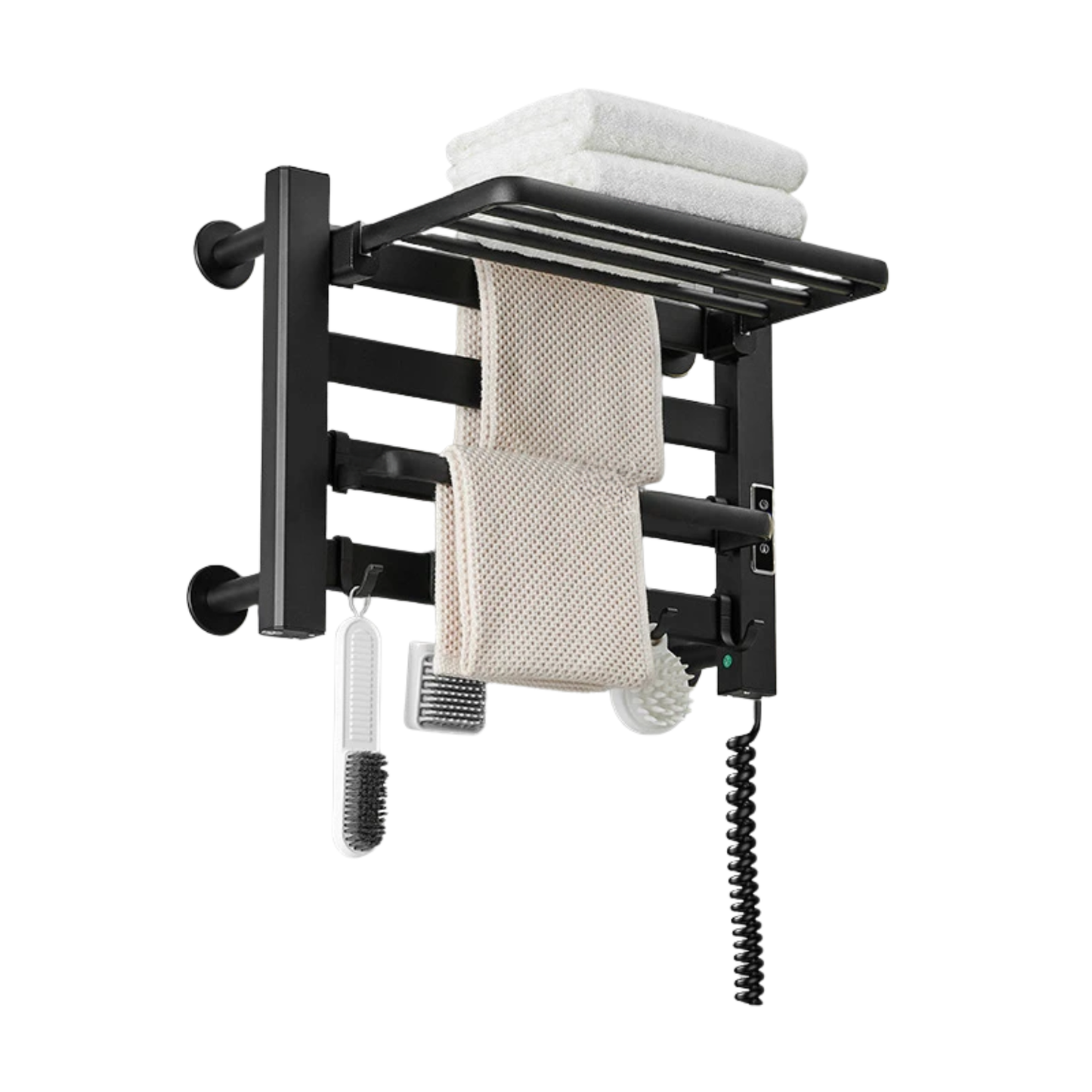 Smart Black Towel Radiator 35cm Electric Heated