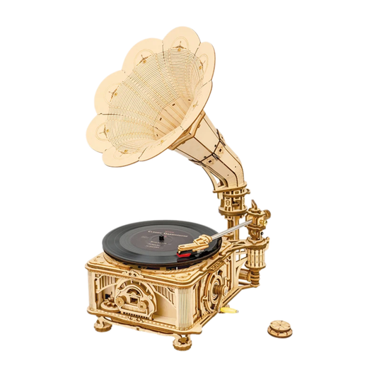 DIY Hand Crank Wooden Gramophone Puzzle Kit