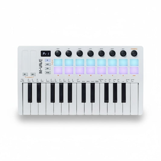 Portable 25 Key MIDI Keyboard with RGB Pads and USB Control