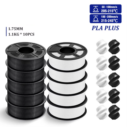 PLA+ 3D Printer Filament 1.75mm 10-Roll 11kg Pack