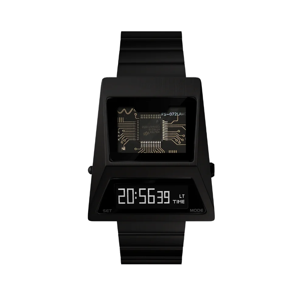 Men’s Black OLED Digital Watch Futuristic Design
