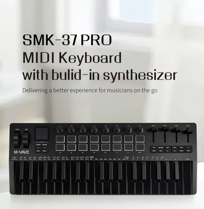 37 Key Portable MIDI Controller with Built-In Synth and RGB Pads