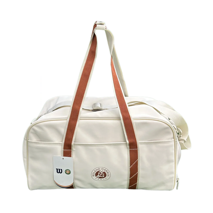 Vintage Tennis Racket Duffel Bag Cream for Men and Women