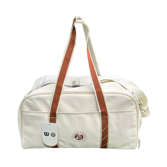 Vintage Tennis Racket Duffel Bag Cream for Men and Women