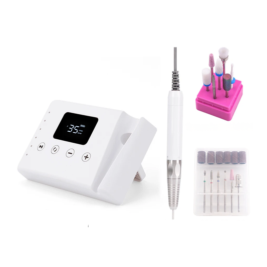 Brushless 35000RPM Nail Polisher with Bit Set White