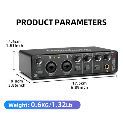 USB-C Audio Interface Sound Card for Live Recording