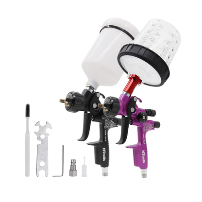 HVLP Paint Spray Gun 1.3mm 1.4mm Dual Nozzle Kit