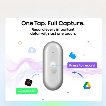 Portable Silver AI Notetaker with Instant Summarization