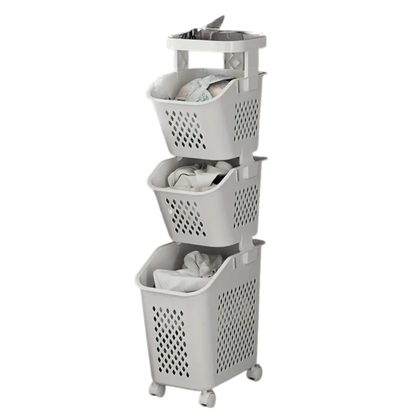 Portable Rolling Storage Basket for Clothes and Sundries