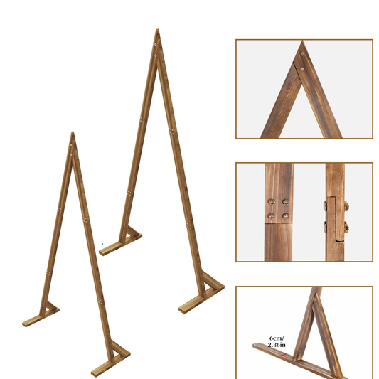 Wooden Wedding Ceremony Arch Stand 2-Piece Backdrop Frame