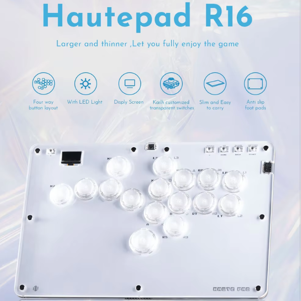 R16 Crystal Leverless Arcade Controller for PC PS4 PS5