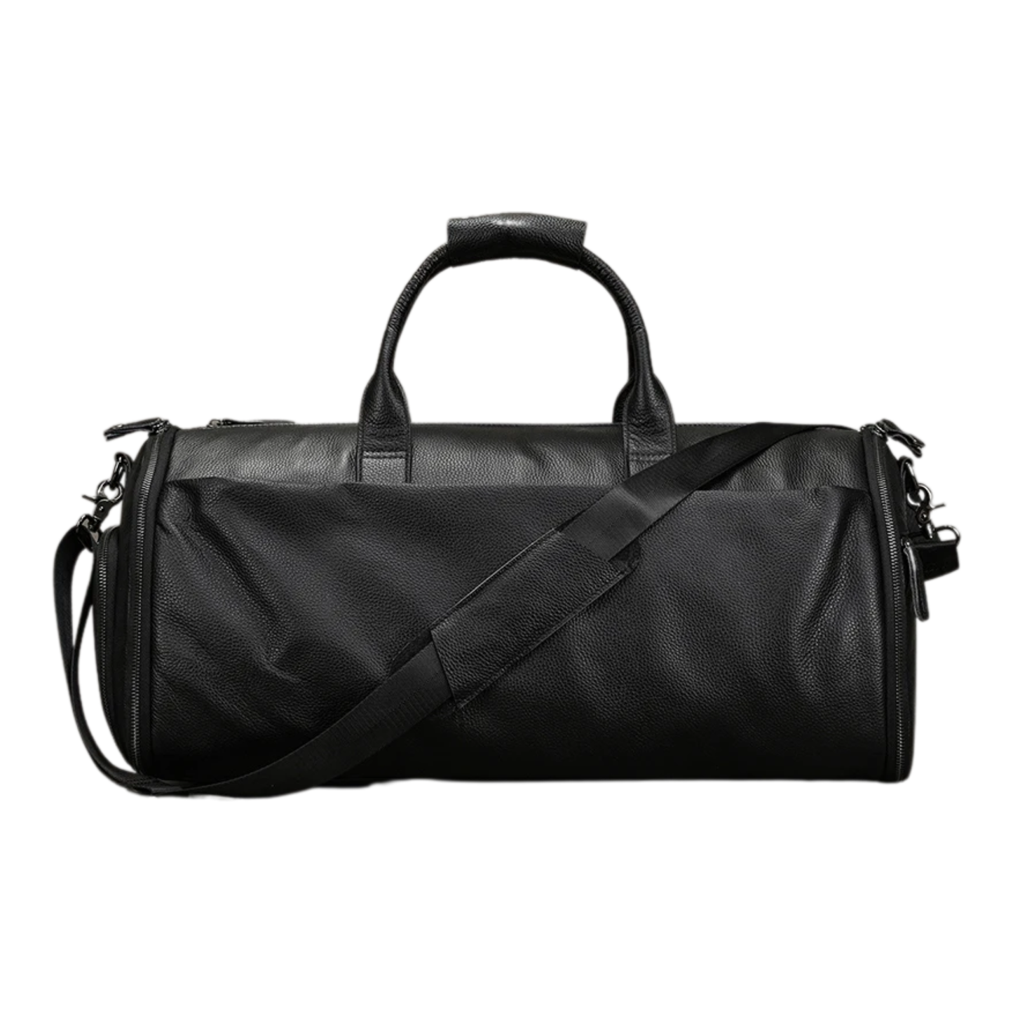 Leather Folding Suit Bag with Shoe Pocket Black