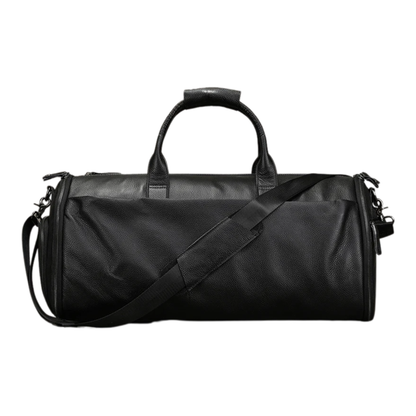 Leather Folding Suit Bag with Shoe Pocket Black