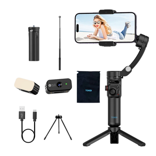 3-Axis Smartphone Gimbal Kit with Tripod and LED Light
